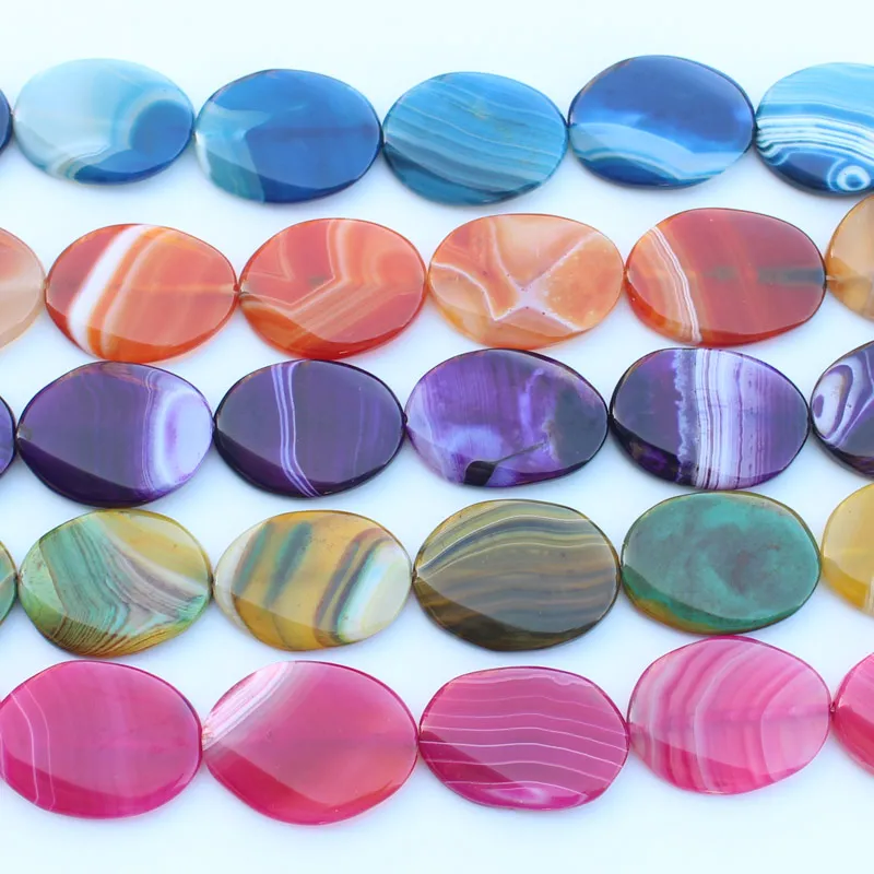 8pcs ,28-30x37-40mm Multi-Color Agates Oval Beads , For DIY Jewelry making ! Mixed wholesale for all items!