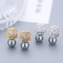 AAA серьги с цирконием кубической огранки для женщин маленькие серьги с камелиями Топ люксовый бренд жемчужные серьги ювелирные изделия pendientes Z301