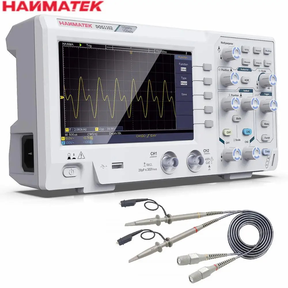 HANMATEK DOS1102 Digital Oscilloscope 110MHz Bandwidth 2 Channels