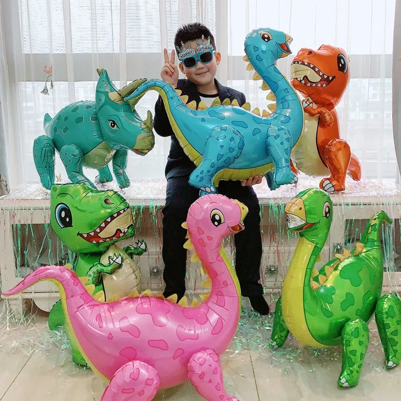 

3D Dinosaur Balloon Birthday Party Children's Toy Decoration Aluminum Film Balloon Jurassic Standing Dinosaur Jungle Decoration