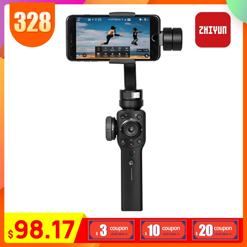 Ручной Стабилизатор Zhiyun Smooth 4 Q2 3 осевой стабилизатор для смартфона iphone 6 7 X samsung
