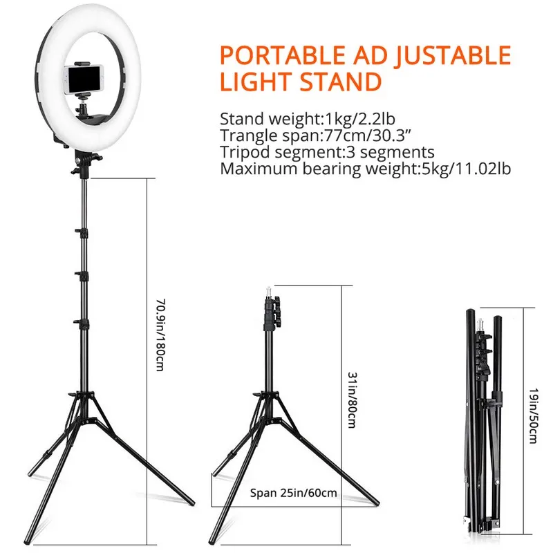 Beste Travor 12inch 18inch Bi Kleur fotografie Dimbare make ring licht 40W 55W met licht stand voor youtube live