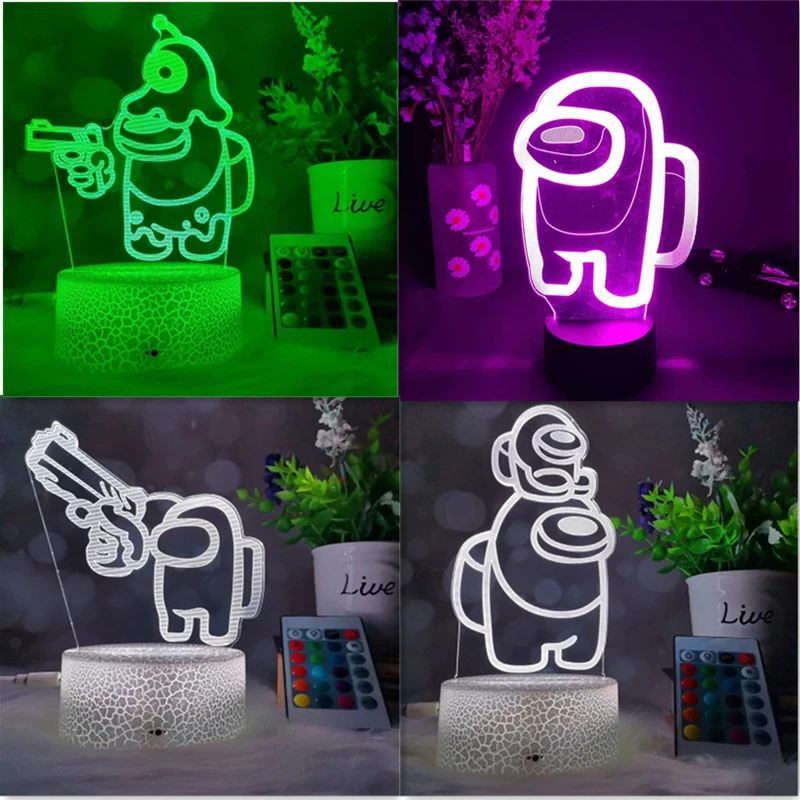 

LED Hot Friends Game Among us 3D Visual LED Night Crack touch colorful Illusion Desktop Lamp Decor Toys Light For Christmas Gift