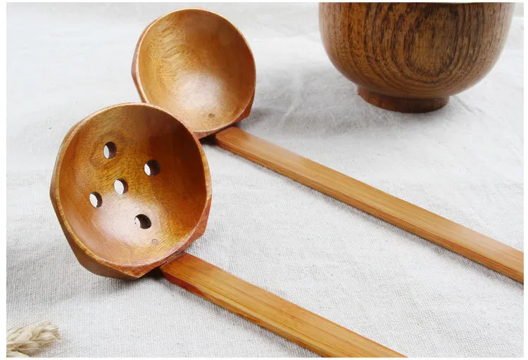 Creative Customizable Lettering Spoon Long Handle Wood Ladel Wholesale Restaurant Hotel Only Colander Hot Pot Spoon