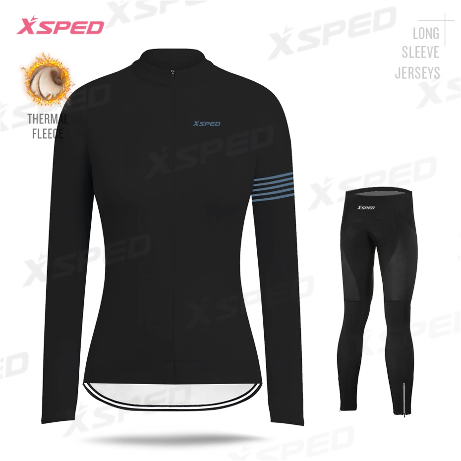 Normal CyclingSet Женская зимняя велосипедная одежда Raphaing Lady, комплект из Джерси с длинным рукавом, стильная простота, женская куртка для шоссейного велосипеда, комплект из теплого флиса - Цвет: Normal CyclingSet