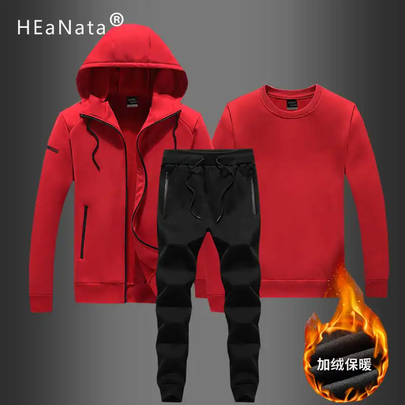 red and black jogging suit