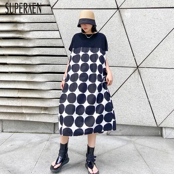 

SuperAen Fashion Dress Women 2020 New Summer Cotton Casual Ladies Dress Pluz Size Dot Short Sleeve Women Clothing Fashion