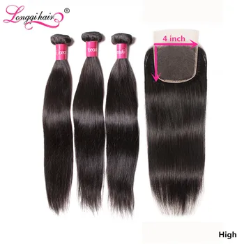 

Longqi H Malaysian Straight Hair Bundles with Closure Remy Human Hair Bundles with Closure 4x4 5x5 6x6 Closure and Bundles