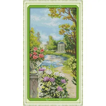 

Beautiful Garden DIY Cartoon Needlework Crafts 11CT14CT Printed Pattern Cross Stitch Kit DMC On Canvas Embroidery Sets for Decor