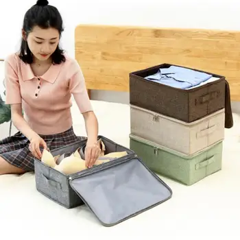 

Solid Color Foldable Coat Shirts Pants Clothes Storage Case Zipper Box Wardrobe Organizer Portable Large Capacity Storage Box