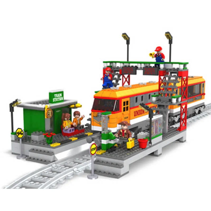 

25110 legoinglys Train Series with Station and Railway Platform Building Block Bricks Kids DIY Toys for children gifts