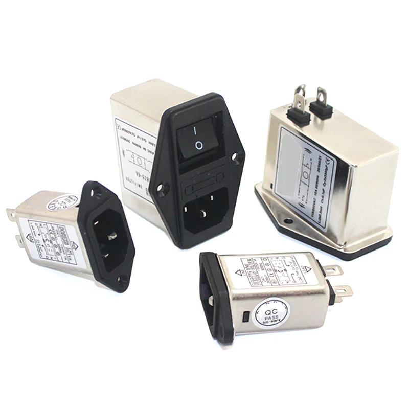 IEC320 C13 C14 anti-interference fused filter socket CW 3A 6A 10A EMI power purifier switch socket game player speaker