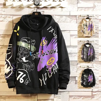 

2020 AUTUMN Spring Fashion High Quality Sweatshirt Men'S Black White Hip Hop Long Sleeve Pullover Hoodies Sweatshirt Clothes