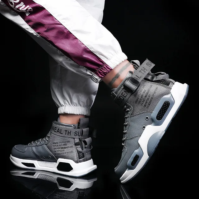 Spring Non-slip Wear Resistant Sports Shoes Thick Bottom Increase Running Shoes Solid Color High Tube Casual Shoes - Цвет: 4