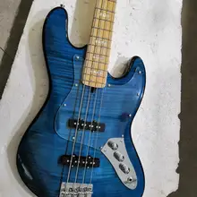 Electric bass guitar Jazz Bass 4 strings dark blue color Tiger Flamed Maple on top customized Paypal available!Bs-26