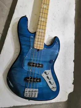

Electric bass guitar Jazz Bass 4 strings dark blue color Tiger Flamed Maple on top customized Paypal available!Bs-26