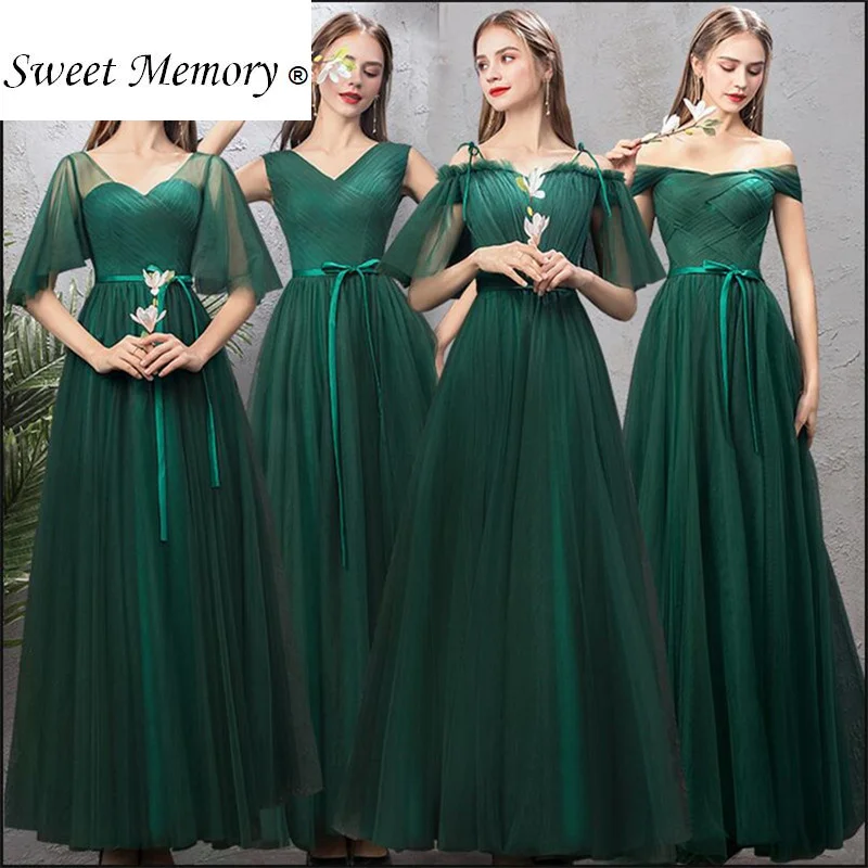 

Sweet Memory Long Green Evening Dresses Birde Guests Wedding Party Dress Vestido Longo C445153
