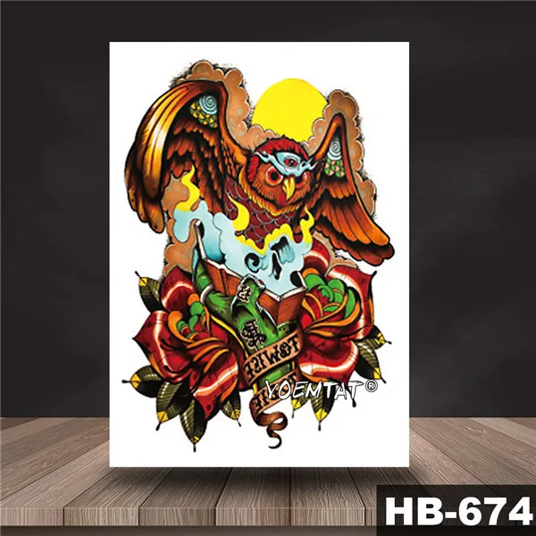 02 Waterproof Temporary Tattoo Sticker Book wise Owl pattern tattoo Water Transfer old school style body art fake tattoo women - Цвет: 02