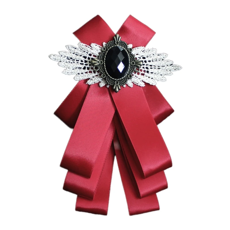 

Fashion Ribbon Bow Tie Rhinestone Crystal Brooch Pin Wedding Adjustable Bowties B95F