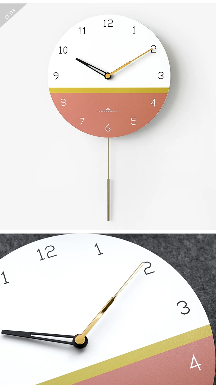 Роскошные скандинавские настенные часы с маятником гостиная дизайнерские часы настенные простые современные креативные бесшумные кухонные украшения для дома C6T142