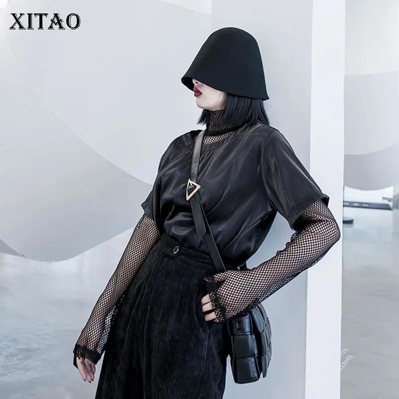 Футболка из двух предметов XITAO сетчатая с ложным воротником модная новая