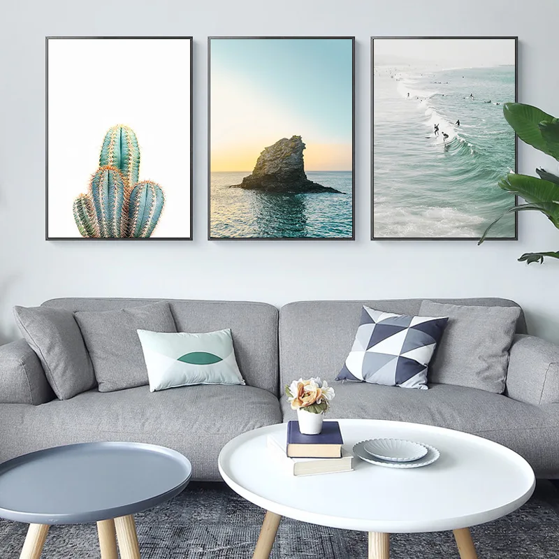 

Green Plant Cactus Coconut Tree Boat Minimalist Nordic Art Canvas Poster Painting Oil Wall Picture Print Home Bedroom Decoration