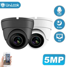 Unilook 5mp dome poe ip câmera de segurança áudio microfone embutido hikvision compatível ao ar livre câmera cctv ir 30m h.265 p2p vista
