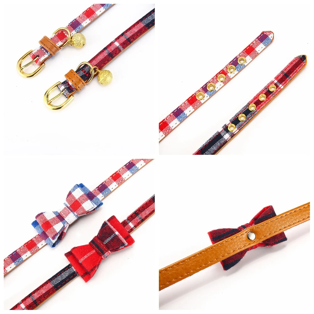 Cat Collar With Bell Dog Collar For Cats Solid Braid Kittens Pet Cat Collars Shiny Adjustable Collars For Cats Pet Lead Supplies (14)