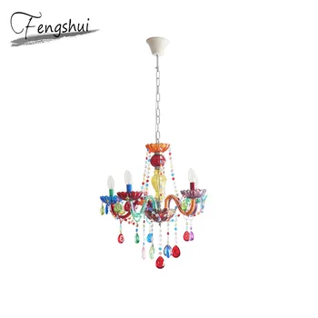 

American Chandelier Glass LED Chandeliers Ceiling Chandelier Lighting Living Children's Room Girl Candy color Hanging Lamp