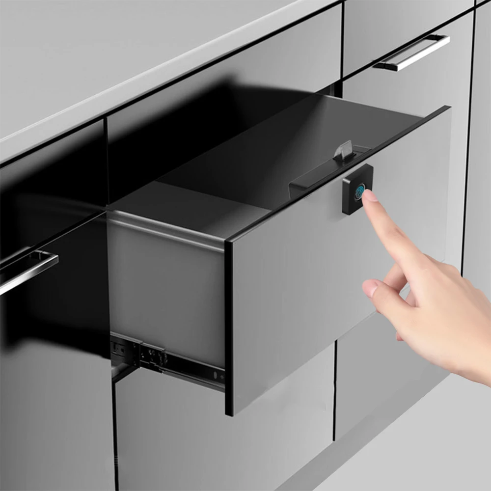 Мини черный замок для шкафа без ключа с отпечатком пальцев украшение дома шкаф