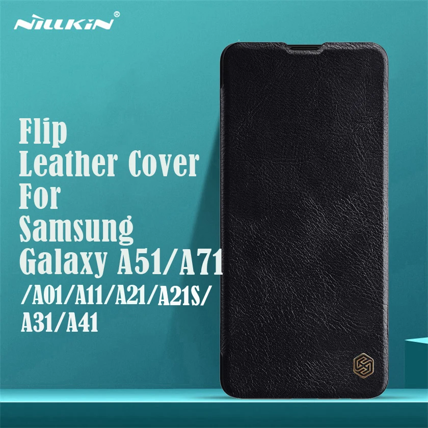 For Samsung Galaxy A51 A71 5G Case A01 A11 A21 A21S A31 A41 Flip Case Nillkin QIN Leather Flip Cover Card Pocket Phone Bags