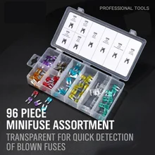 Мини-лезвия предохранители в ассортименте комплект 96 шт. набор цветной кодовый Олово-Цинковый терминал Автомобиль Мотоцикл внедорожник APM ATM Авто транспортное средство предохранители