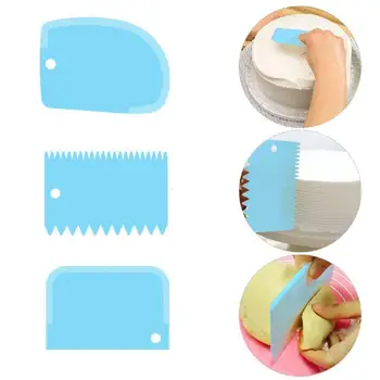 

3 Pcs/set Cream Plastic Squeegee Cake Cutting Knife Decor Baking Tools Color Kitchen Pastry Baking Scraper Tool A6V9