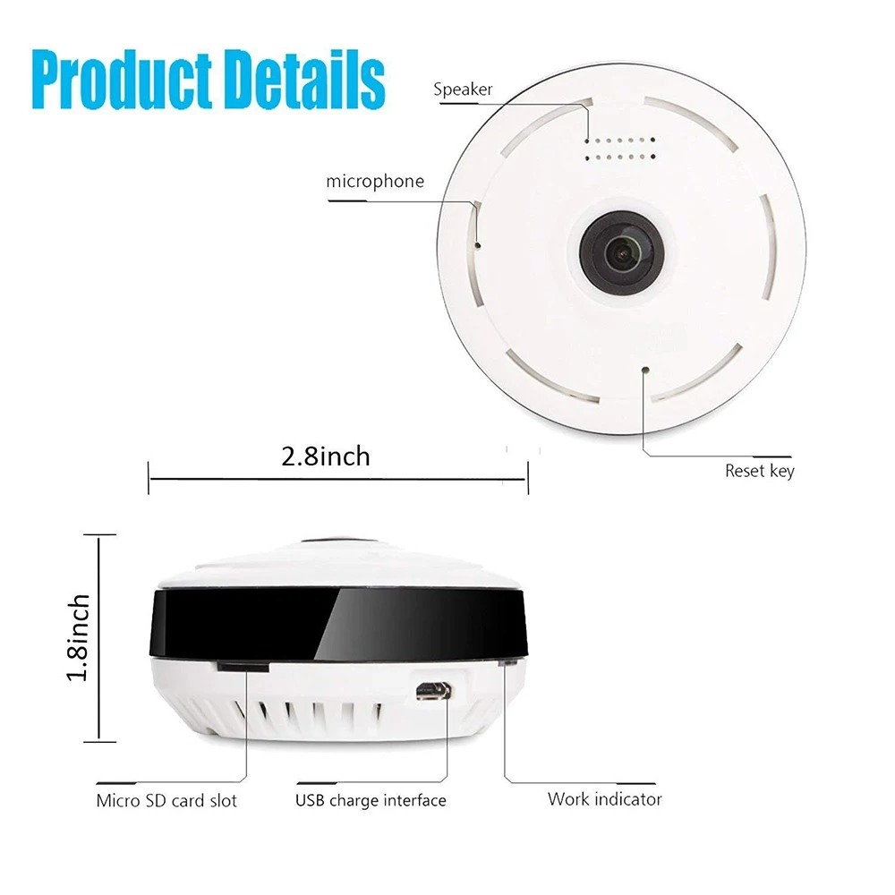 HONTUSEC 360 IP камера 1.3MP рыбий глаз панорамный 960P WIFI CCTV 3D VR видео Micro SD карта Аудио