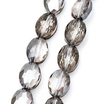 

58pcs Oval Faceted Crystal Glass Beads 12mm, Sparkly Grey, For Jewelry DIY Findings Accessories (TS01-15)