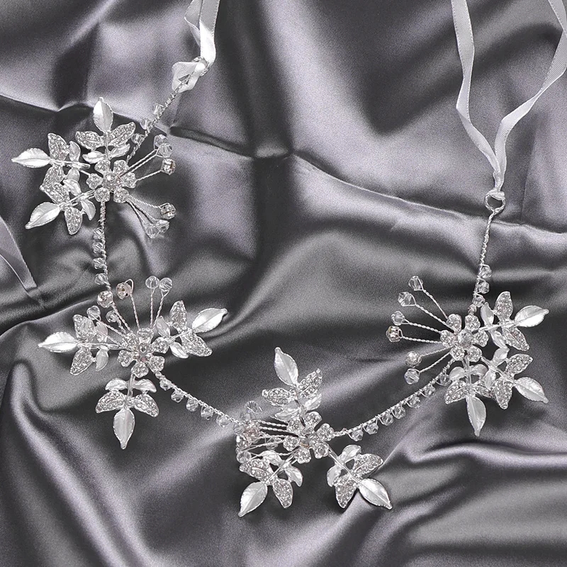 

Rhinestone Leaf Bridal Headband Wedding Hair Ornaments Silver Headband Wedding Head Accessories Women Wedding Tiara Headband