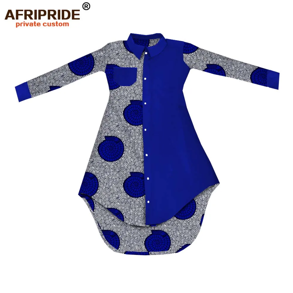 Весеннее платье в африканском стиле для женщин AFRIPRIDE, сделанное на заказ, однобортное женское Повседневное платье до середины икры с длинным рукавом, A1825094 - Цвет: 516-1