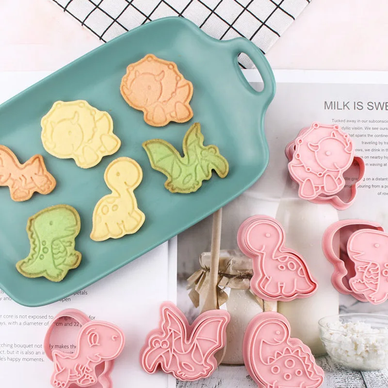 6pcs Stainless Dinosaur Cookie Cutter Mold Cake Fondant Biscuit Baking Tool Set