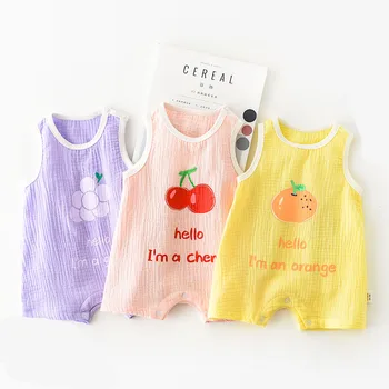 

Summer Infant Sleeveless Cute Fruit Print Soft and Comfortable Romper
