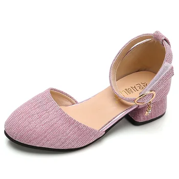 

Summer Children's Covered-toes Half Sandals Casual Rhinestone Medium Big Girls Princess Low Heels Shoes Kids Chic Dancing Shoes