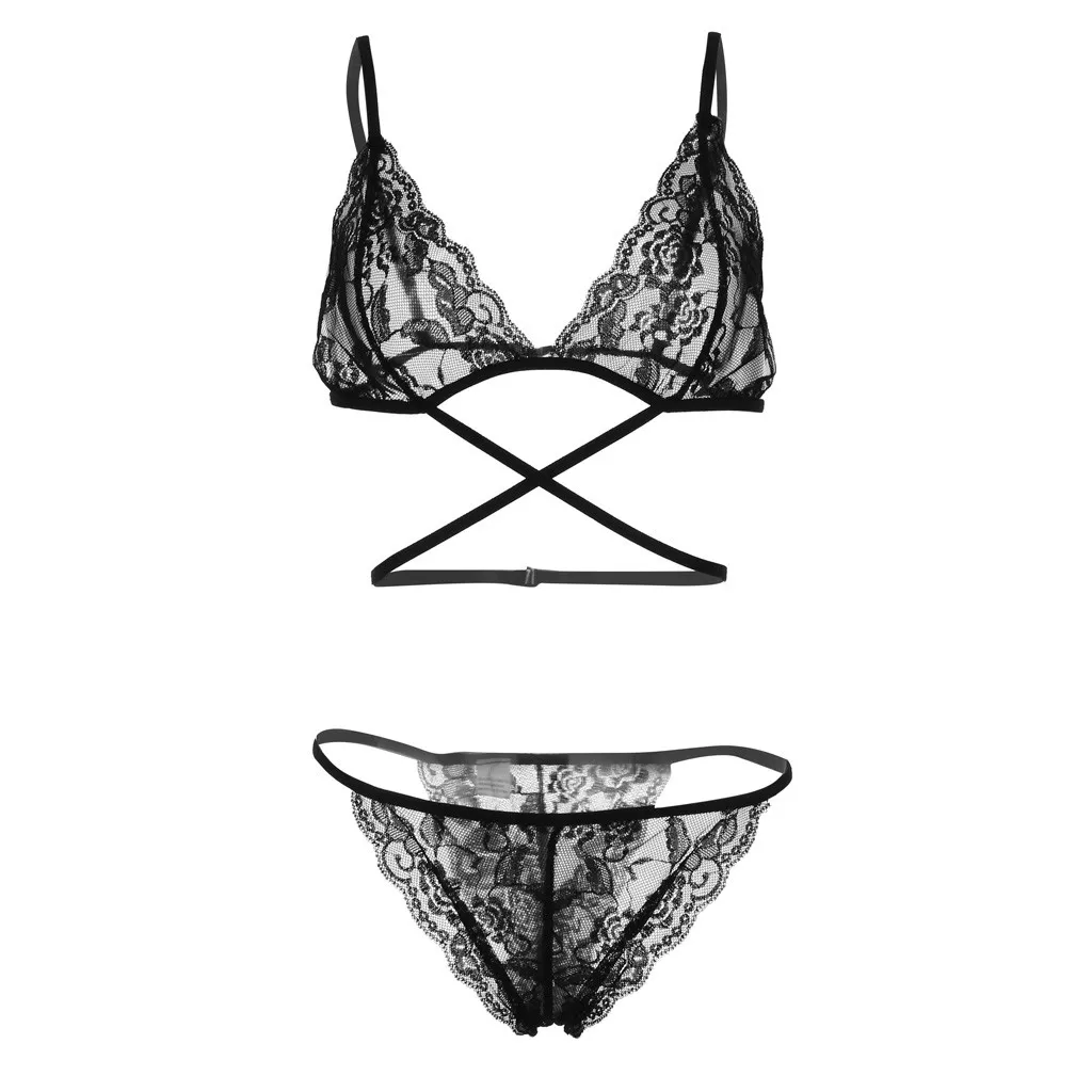 top selling product 2020 Fashion Women Lace Push Up Top Bra Underpant Set Sexy Bandage Lingerie Sleepwear Wholesale Dropshipping