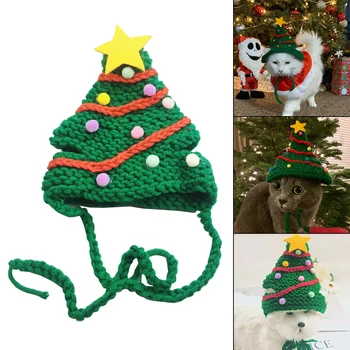 

Christmas Pet Hat Winter Knitted Christmas Tree Model Hat Dog Cat Santa Claus Hat Christmas Tree Model Party Supplies Costume