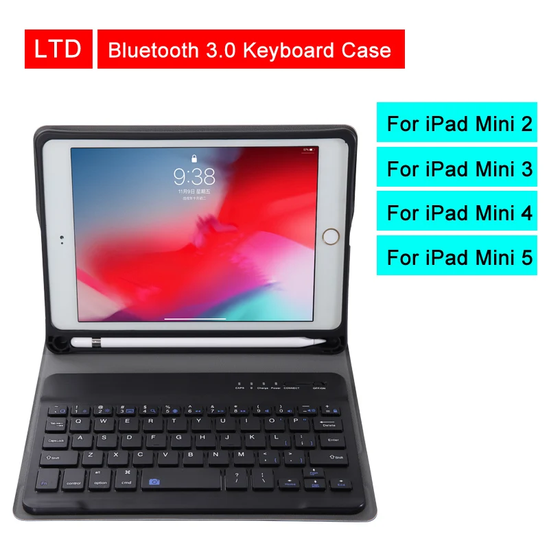 

Bluetooth Keyboard Case For iPad Mini 2 Mini 3 Mini 4 Mini 5 7.9 inch Mediapad Tablet with Bluetooth 3.0 keyboard Leather Case