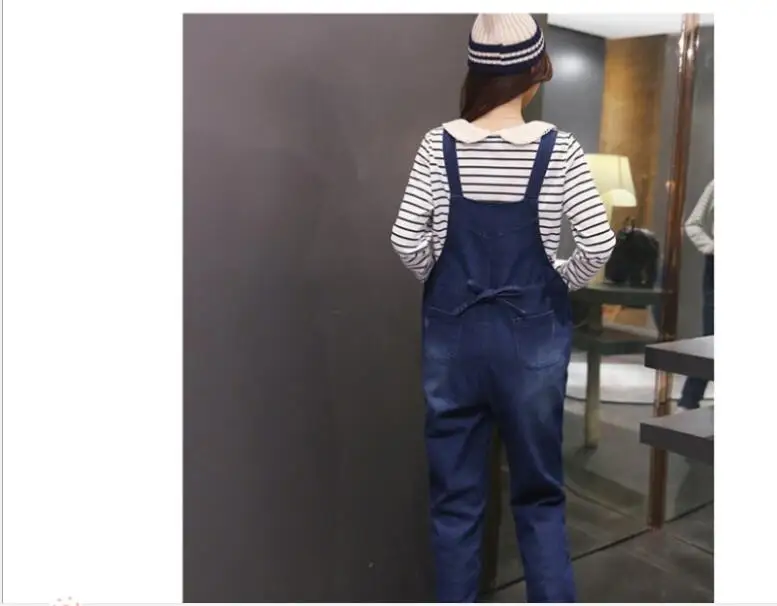 New hot Maternity Clothing Pants winter Autumn Light Blue Denim Plus Size Overalls Pregnant Women Large Size Suspender Trousers