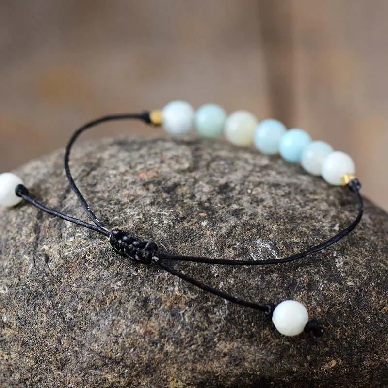 Simple Bohemian Bracelet Fashion Amazonite Bead Adjustable Bracelet Beaded Women Friendship Bracelets Gift Jewelry