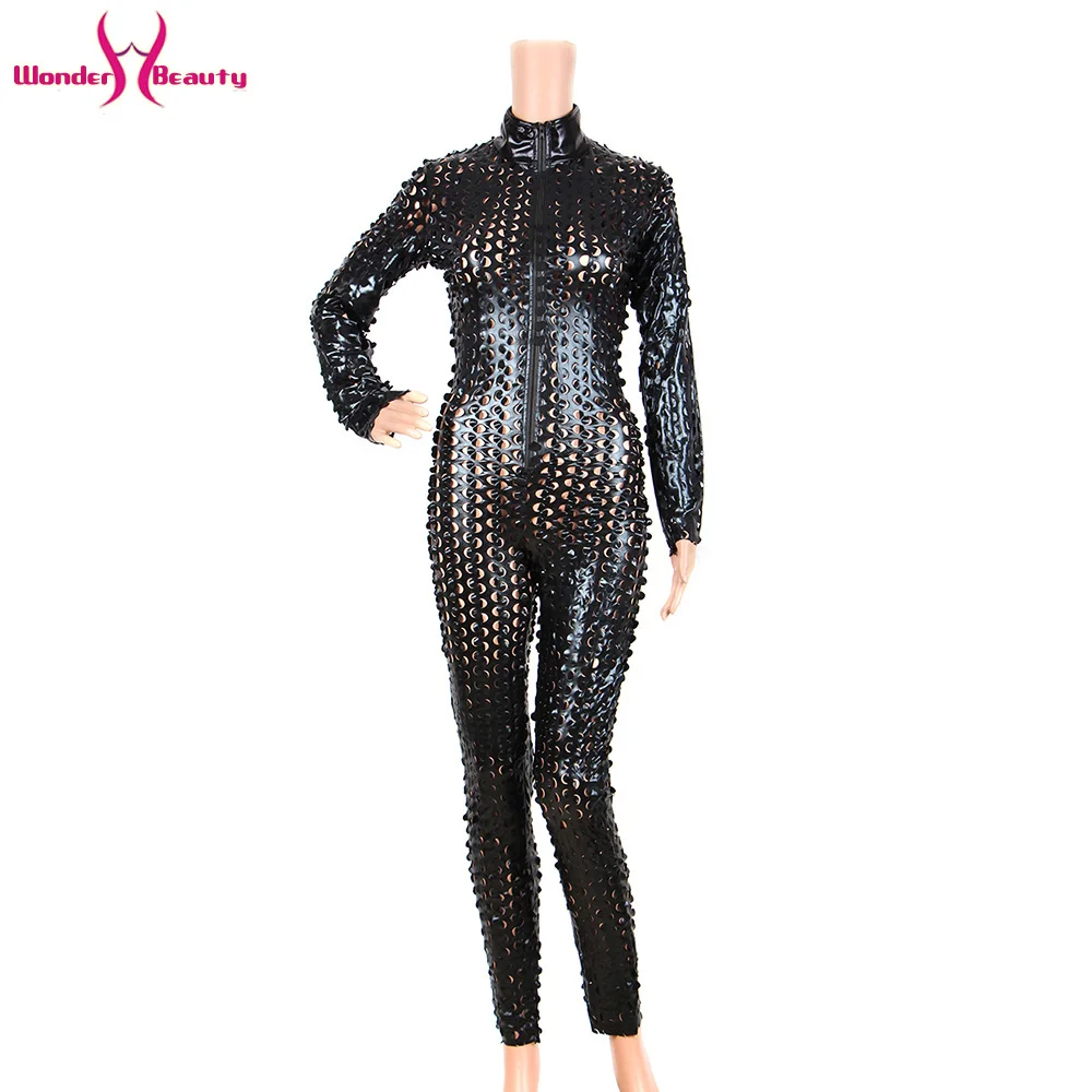 Shiny Metallic Catsuit Latex Faux Leather Jumpsuit Body Suit Leotard Bodycon Clubwear Bar Pole Dance Costume Wet Look Bodysuit (39)