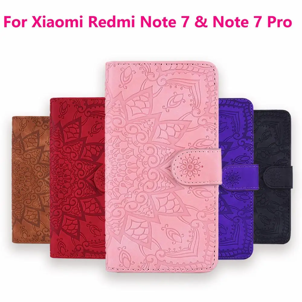 

3D Flower Leather Case For Xiaomi Remdi Note 7 Pro Cover Flip Wallet Case Coque