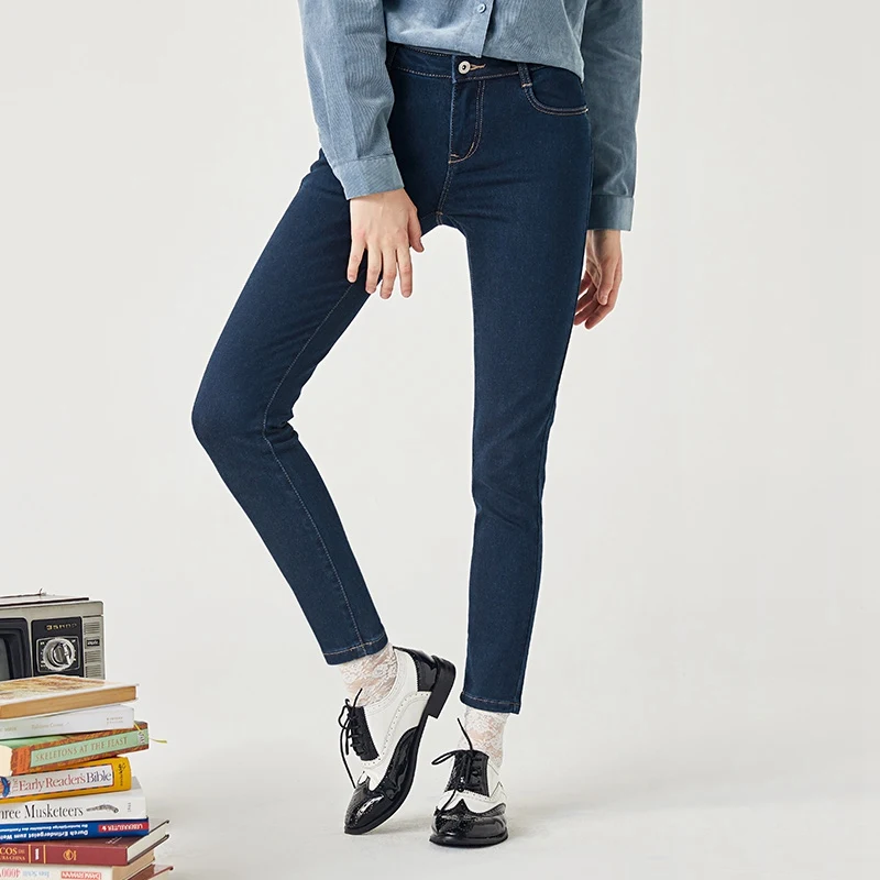 Primary colors SEMIR джинсы женские утепленные брюки Зима Новые узкие брюки ins стрейч узкие брюки для женщин - Цвет: Primary colors