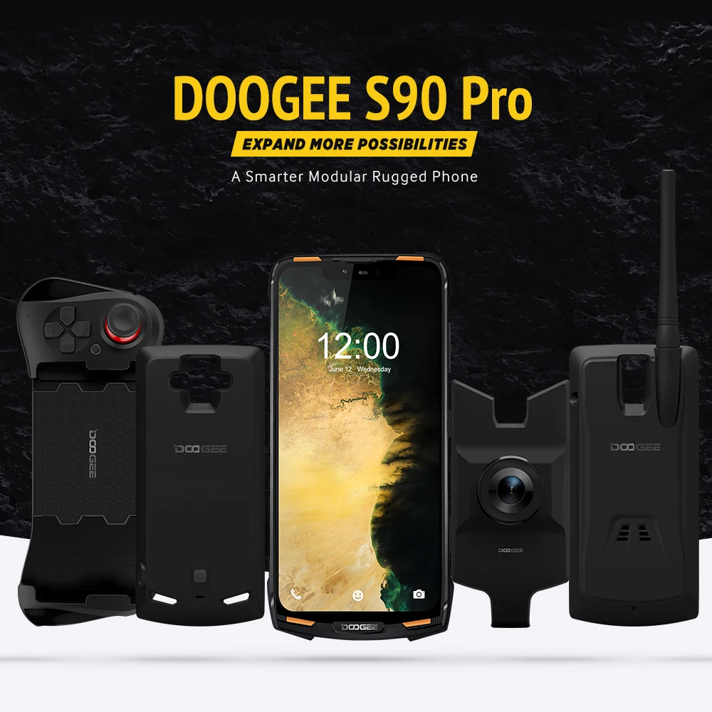 IP68 DOOGEE S90 Pro модульный прочный мобильный телефон Helio P70 Восьмиядерный 6 ГБ 128 ГБ 6,18 дюйма дисплей 12V2A 5050 мАч 16MP+ 8MP Android 9