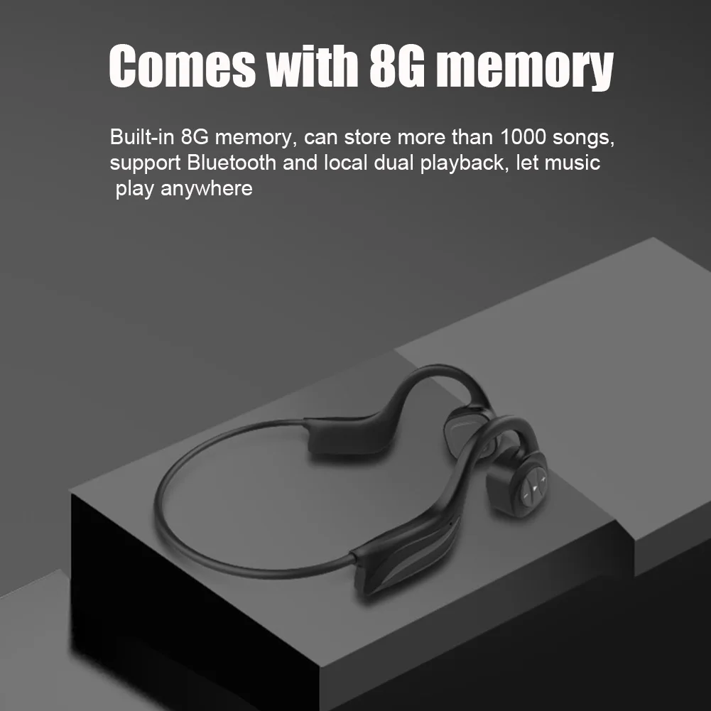 Ergonomic Bone Conduction Bluetooth Headset Cycling Hands Free ABS Waterproof Open Ear Hi Fi 8G Memory Mini Wireless Portable